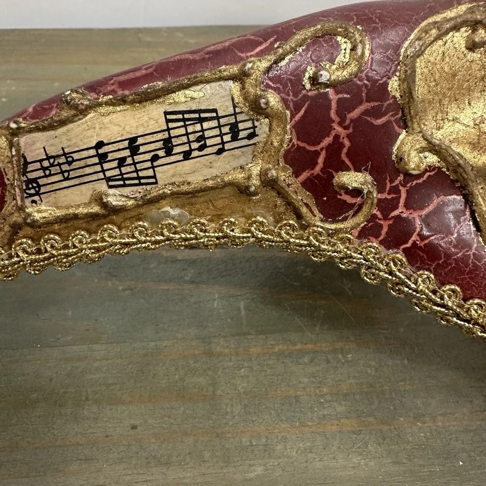 Red Gold Venetian Mardi Gras Nose Mask MASQUERADE CARNIVAL PARTY Music Notes